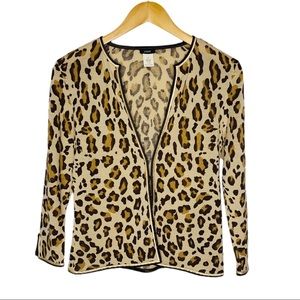J. Crew 100% Wool Leopard Print Cardigan Medium